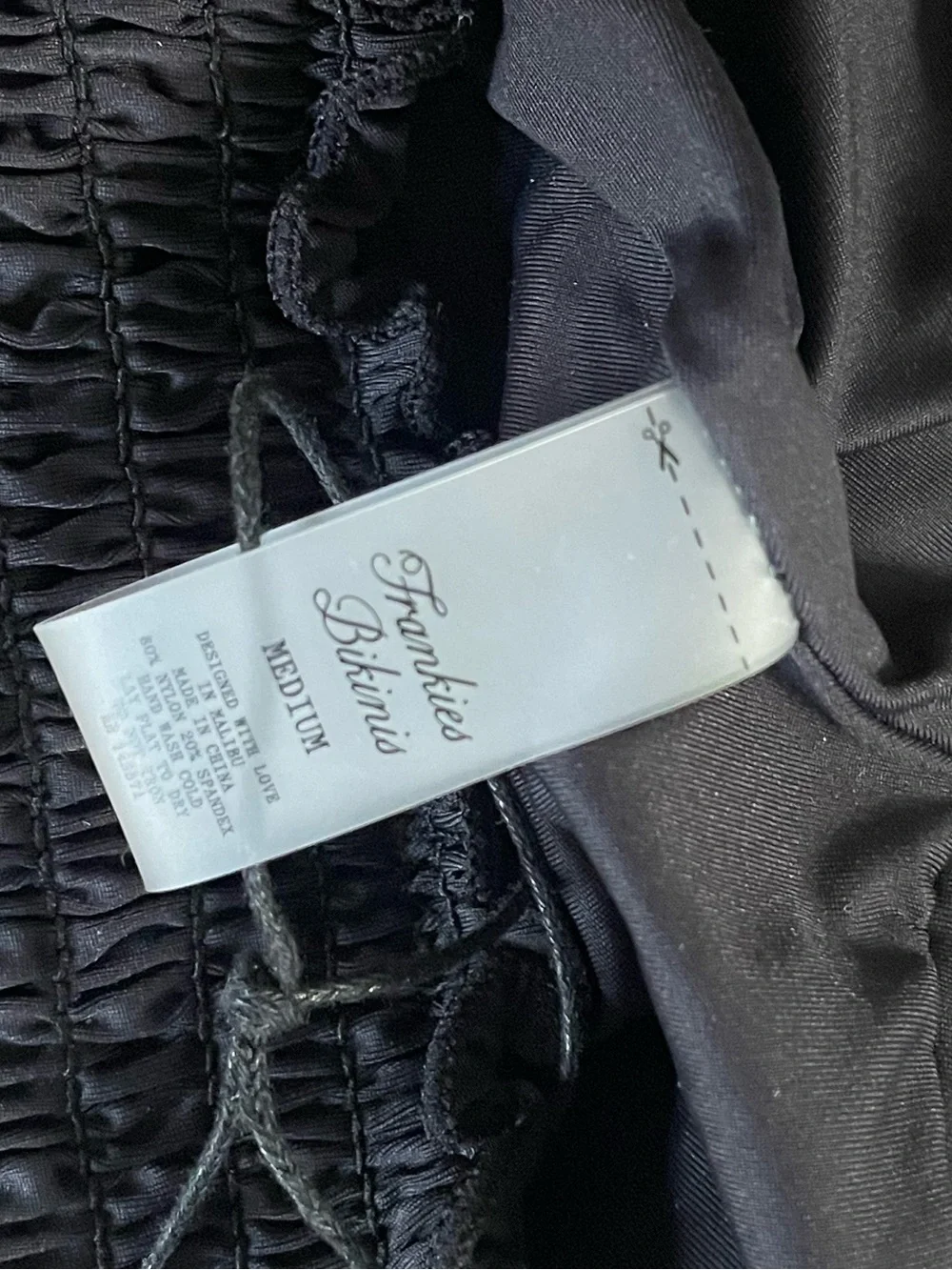 Frankie’s Bikinis Smocked Waist Black Bottoms